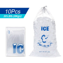 AFQH10Pack Sacchetti di ghiaccio in plastica con coulisse, grande capacità, multiuso, trasparenti, ideali per bar e caffè.