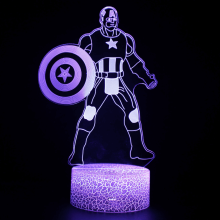 Luminária Noturna Infantil HANNTAOO3D com Ilusão do Capitão América, Controle Remoto e Sensível ao Toque, 16 Cores, Ideal para Quarto Infantil,