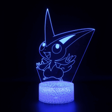 Luminária Noturna HANNTAOO3D para Crianças, Lâmpada de Ilusão 3D Pokémon com Controle Remoto e Toque Inteligente, 16 Cores Variáveis,