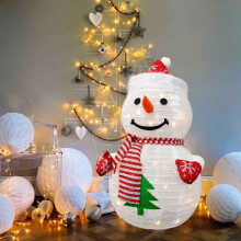 Verlichte 3D opvouwbare kerstsneeuwpop voor in de tuin, verlichte sneeuwpop voor aan de schutting, kerstversiering voor in de tuin