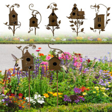 maxiaoxia1/5-pakning metallfuglhus med stenger, utendørs metallfuglhuspinne, fuglehus for kolibri, terrasse og bakgårdshagedekorasjon