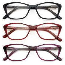paar lichtgewicht cat-eye leesbrillen voor dames - leesbril met heldere glazen en veerscharnieren 7020 +1.25