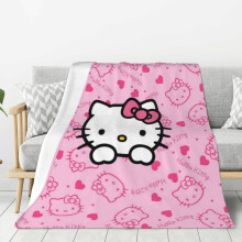 Hello Kitty Fleecedecke, superweiche, kuschelige Überwurfdecke, für Männer, Frauen, Senioren und Kinder – Eigenschaften: Superweich, 203 x 152 cm