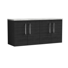 Balterley Level 1200mm Wall Hung 4 Door Vanity Unit with Laminate Worktop for Modern Bathroom Storage - Charcoal Black
