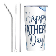 Buona festa del papà! Tazza termica da viaggio in acciaio inossidabile da 20 once con cannuccia, set da tre pezzi.