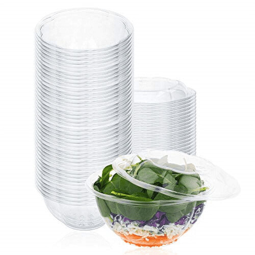 BULK32Oz πλαστικά μπολ/δοχεία μιας χρήσης για σαλάτες με αεροστεγές καπάκι (100) 1