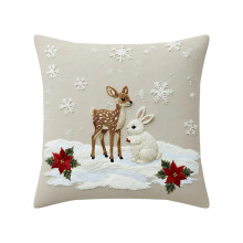 Capas de Almofada de Natal 45x45cm, Papai Noel, Rena e Árvore, Decoração de Casa de Campo para Quarto e Sofá, Almofadas Decorativas para Festa de