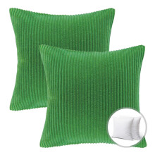 Set di cuscini decorativi natalizi Phantoscope, serie velluto a coste a righe con imbottitura, 51 x 51 cm, verde chiaro, confezione da 2