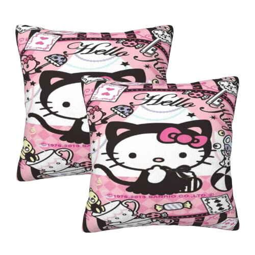 Capas de almofada Hello Kitty, pacote com 2 unidades, 40x40 cm (16"x16")