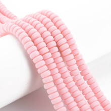 Handgefertigte Stränge aus Polymer-Tonperlen, flach, rund, rosa, 6–7 x 3 mm, 113–116 Stück/Strang, 39,5–41 cm (15,55–16,14 Zoll), Loch: 1,5
