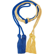 kleuren, 168 cm (66 inch) afstudeerkoord, gevlochten polyester met kwastje, goudblauw touw voor toga, pet en toga-accessoires, lichting van 2025
