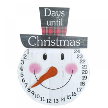 Calendario dell'Avvento natalizio decorativo e riutilizzabile in legno, 13x8,5, con pupazzo di neve.