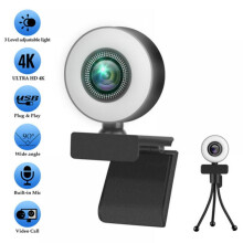 Webcam, Sichtschutzblende und Stativ, professionelle Streaming-Webkamera mit Mikrofon für PC, Mac, Laptop und Desktop-Computer für Videoanrufe,