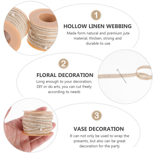 6 Rollen Naturjute-Bindebänder, DIY-Bastelbedarf, Jute-Bindebänder, Geschenkverpackungs-Jute-Bindebänder 2