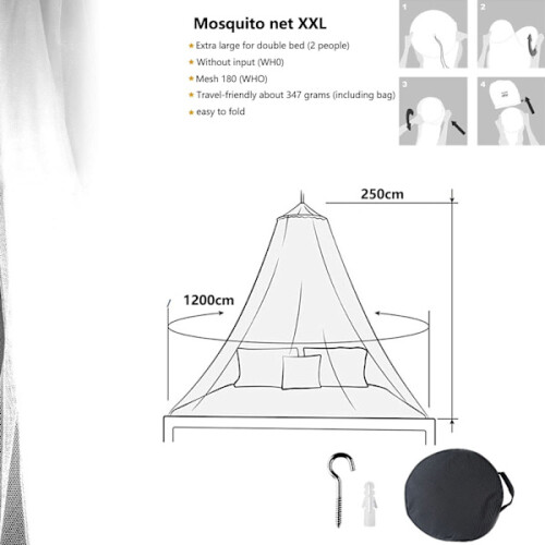 Koepelvormig muggennet, groot muggennet voor bed, polyester muggennet 2