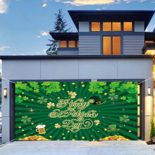Banner para porta de garagem do Dia de São Patrício, tamanho grande 7x16/6x13 pés, para decoração de festa de feriado, compatível com portas de