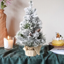 Mini julgransdekoration - Fallande cederträ tallkotte flockad ull, liten skrivbordsgran i vit cederträ, kompatibel med julklappar