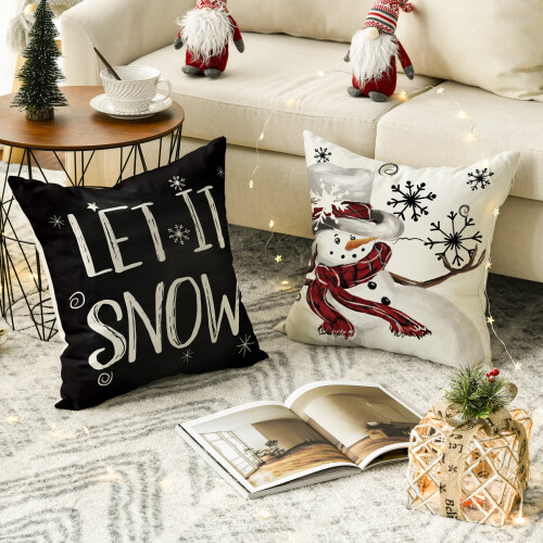 Sm: )e Χιονάνθρωπος Let It Snow Χριστουγεννιάτικες χειμωνιάτικες μαξιλαροθήκες 2