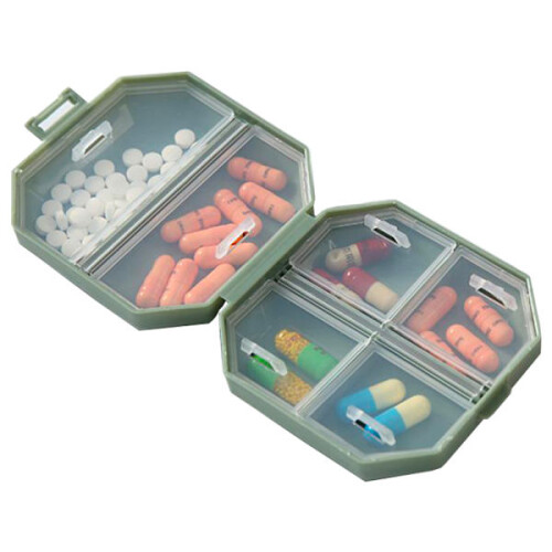 Mini-dose pratica e resistente all'usura con 6 scomparti, colore verde.