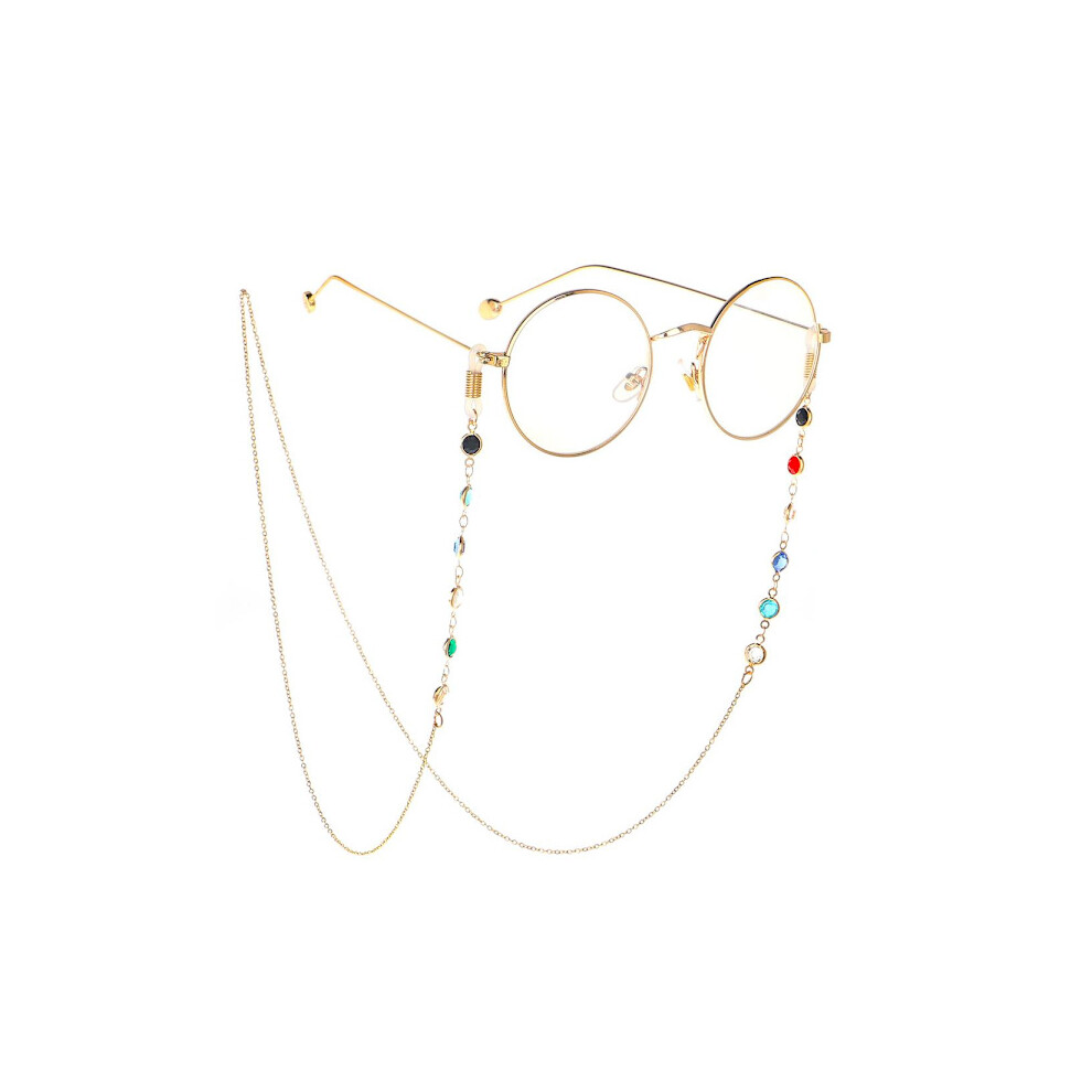 Gold Exclusive Smooth Crystal Glasses Chain Senil Cord