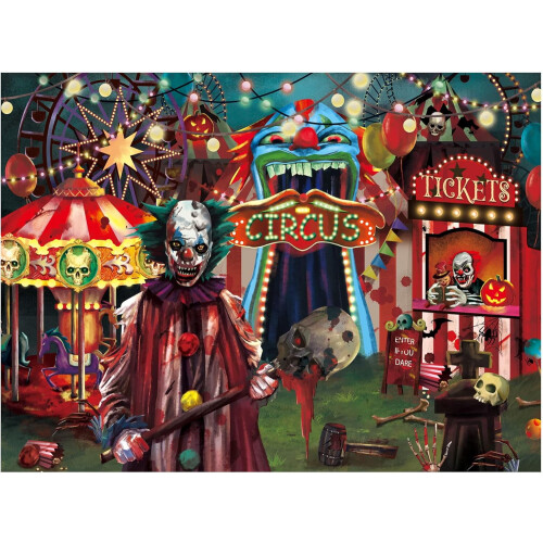 Σκηνικό με θέμα το κακό τσίρκο του Halloween 8x6ft, συμβατό με στηρίγματα φωτογραφικού