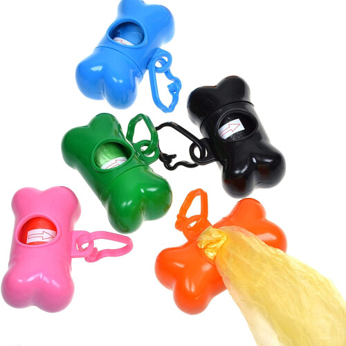 Distributeur de sacs à déjections canines Walbest en forme d'os, violet