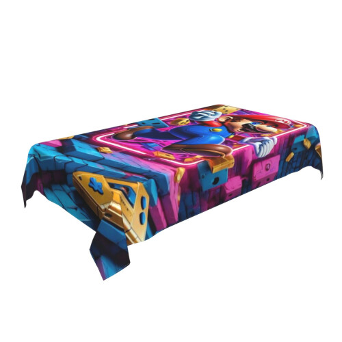 Mario Rectangular Tablecloth Water Resistance Antiwrinkle Spillproof Soft Fabric Table Cloth 60"X90" 1