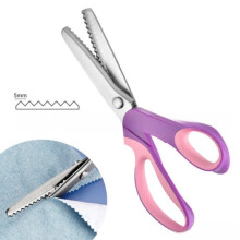 Pinking Shears for Fabric, Zig Zag Scissors with Decorative Edge, Compatible with Leather & Craft Paper, Pink & Purple