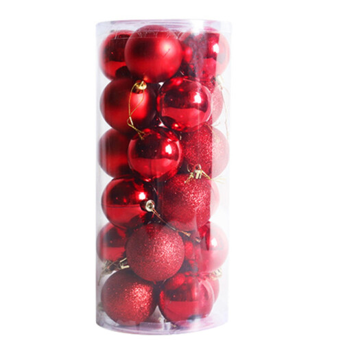 24er-Packung Weihnachtskugeln, verdickt, bruchsicher, galvanisiert, rot, 8 cm 1