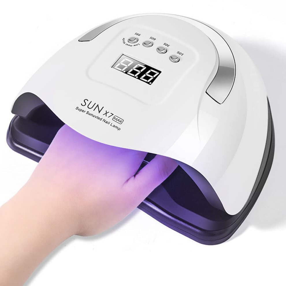 180W UV LED Nail Lamp Gel Polish Dryer with Timer, Auto Sensor, LCD Display and Magnetic Tray