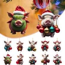 Niedlicher Cartoon-Schweinchen-Weihnachtsbaumschmuck, passend zur Weihnachtsbaumdekoration, festlicher Anhänger für Zuhause