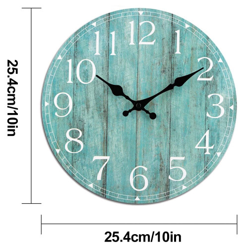 50% off Wall Clock Silent Non-Beating Clock, Rustic Vintage Decorative Clock-10"(Teal) 2