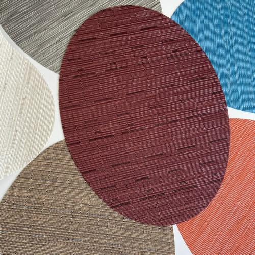 HEVIRGO Bamboo Texture Placemat Oval Shape Kitchen Dining Table Mat for Restaurants Flannel 2