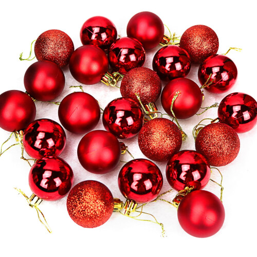 24er-Packung Weihnachtskugeln, verdickt, bruchsicher, galvanisiert, rot, 8 cm 2