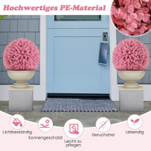 2er Buchsbaumkugel 44 cm Kunstpflanze Eukalyptus Buchsbaum Kugel Graskugel Pflanzenkugel Rosa