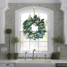 Ynlkorvg Kunstmatige kleine bladbloemen, groene deurkrans, imitatie doorndecoratie, huishoudelijke imitatie uitverkoop