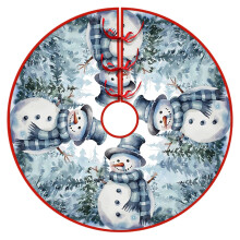 Weihnachtsbaumdecke mit Schneemann- und Schneeflockenmuster, rund, 122 cm Durchmesser, blau, für Weihnachten, Halloween und andere festliche