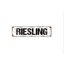 Riesling-kyltti, viinitila, viinitarha, maalaismainen katu, metallinen kyltti tai oven nimilaatta, koko: 4x16 tuumaa