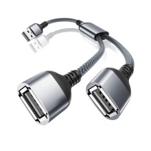 USB rozbočovací kabel Y 1 stopa, prodlužovací konektor USB 1 samec na 2 samice, dvojitý prodlužovací port USB