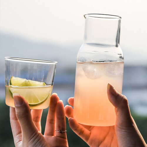 Σετ καράφας νερού και ποτηριού Aosijia 550ml διαφανής γυάλινη κανάτα χυμού νερού σετ