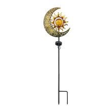 IJzeren Zon en Maan Solar Tuinlamp Solar Buitenverlichting Tuindecoratie