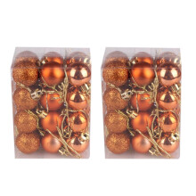 Staron 48Pcs Orange Christmas Ornaments, 30mm Shatterproof Balls, compatible with star-shaped hooks, Holiday Tree Decor