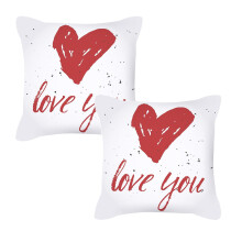 Housse de coussin décorative Xubond rouge aquarelle pour la Saint-Valentin, motif lettre, 45 x 45 cm, tissu multicolore pour la Saint-Valentin