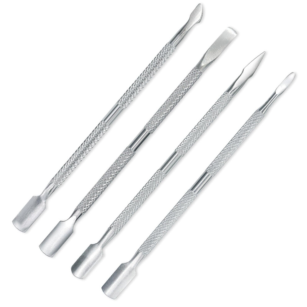 Cuticle Pusher Set, 4pcs Stainless Steel Dual End Cuticle Remover Tool for Fingernails and Toenails