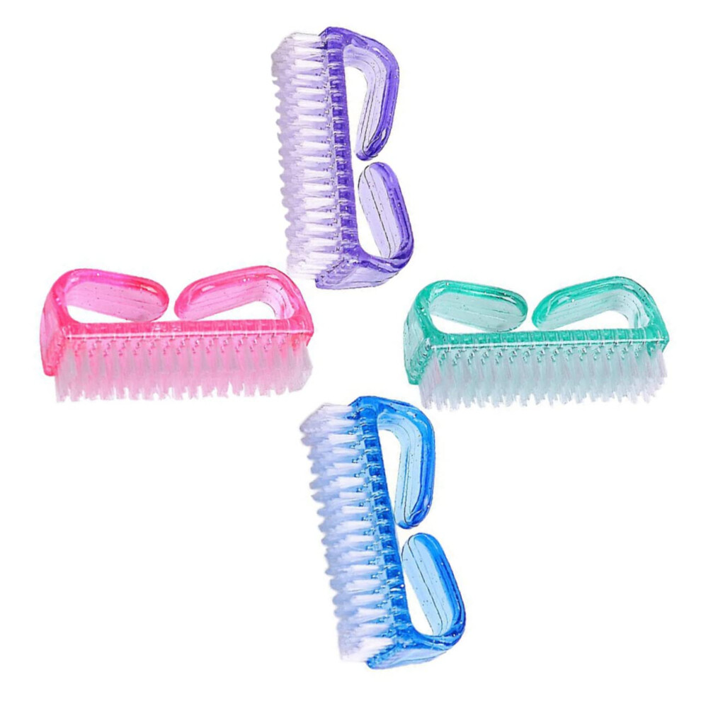 Nail Cleaning Brush Set 4Pcs DoubleSided for Manicure Pedicure Dust Removal Durable Plastic