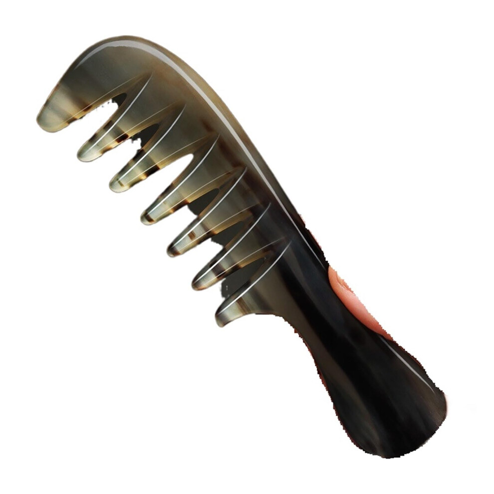 Unisex Natural Yak Horn Wide Tooth Comb 18Cm For Gentle Detangling Curly Hair With Ergonomic Handle
