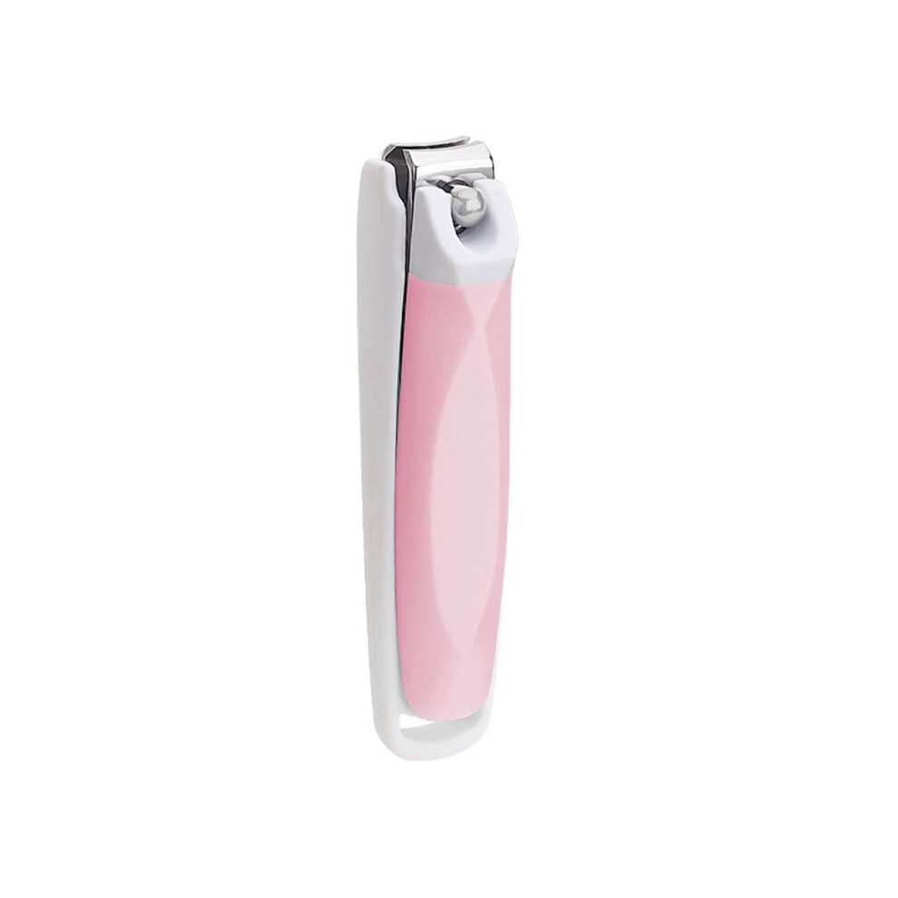 Pink Stainless Steel Nail Clipper With Debris Collector Antisplash For Fingernails Toenails