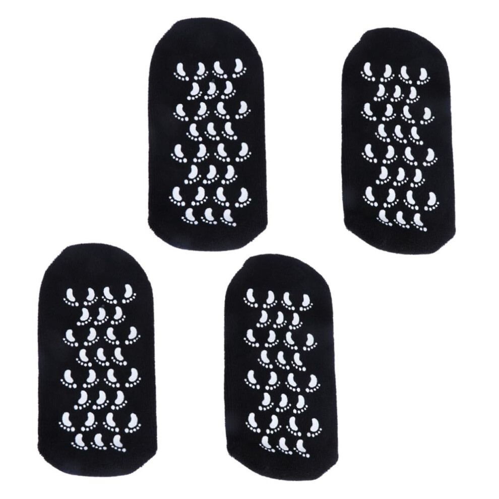Black 4Pcs Moisturizing Gel Socks With Nonslip Soles For Deep Hydration Spa Foot Care