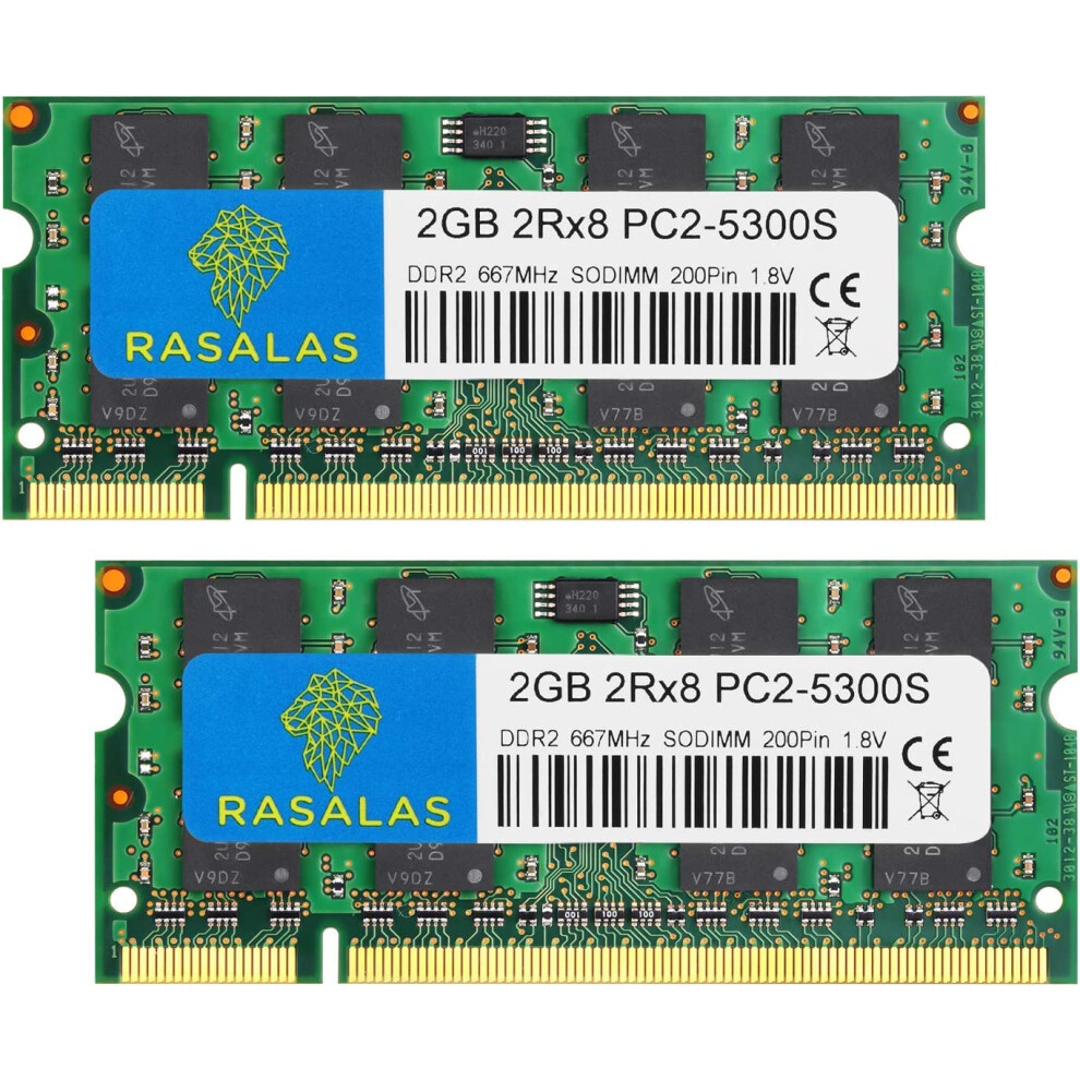 Pc2-5300 Ddr2 667 Ddr2 4Gb Kit (2X2gb) Ddr2 Pc2-5300 Ddr2 Sodimm Pc2-5300S 1.8V Cl5 Ram Memory Modules For Intel, Mac, 9191629167951