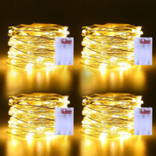YZhouD2Pack Batteridrivna Ljusslingor 16,4 Fot 50 LEDs Silver Koppartråd Glittrande Ljusslinga För Halloween Jul Sovrum Bröllopsdekoration